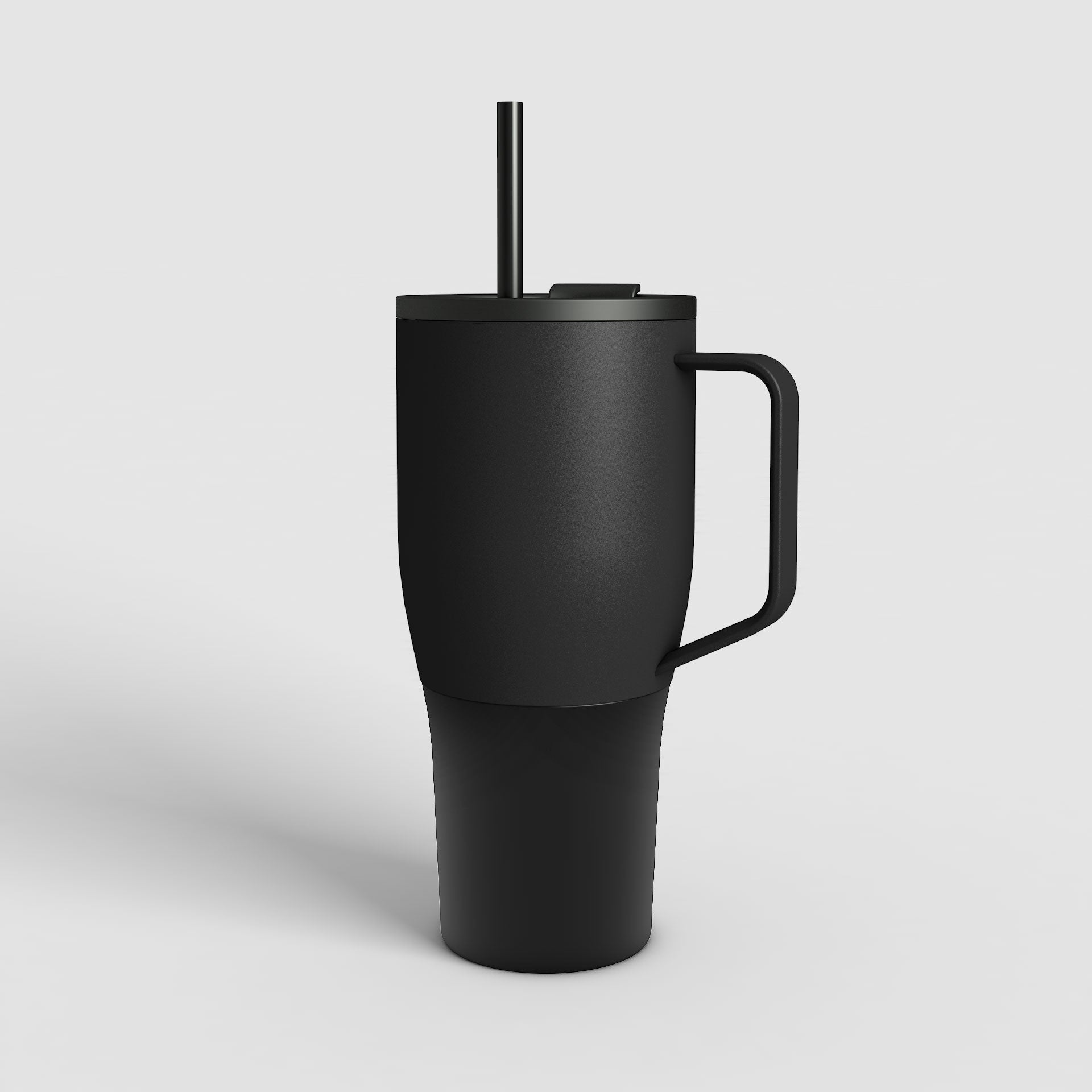 ZELA hochwertiger vakuum-isolierter Thermobecher Vulkan-Schwarz mit schwarzem Trinkrohr