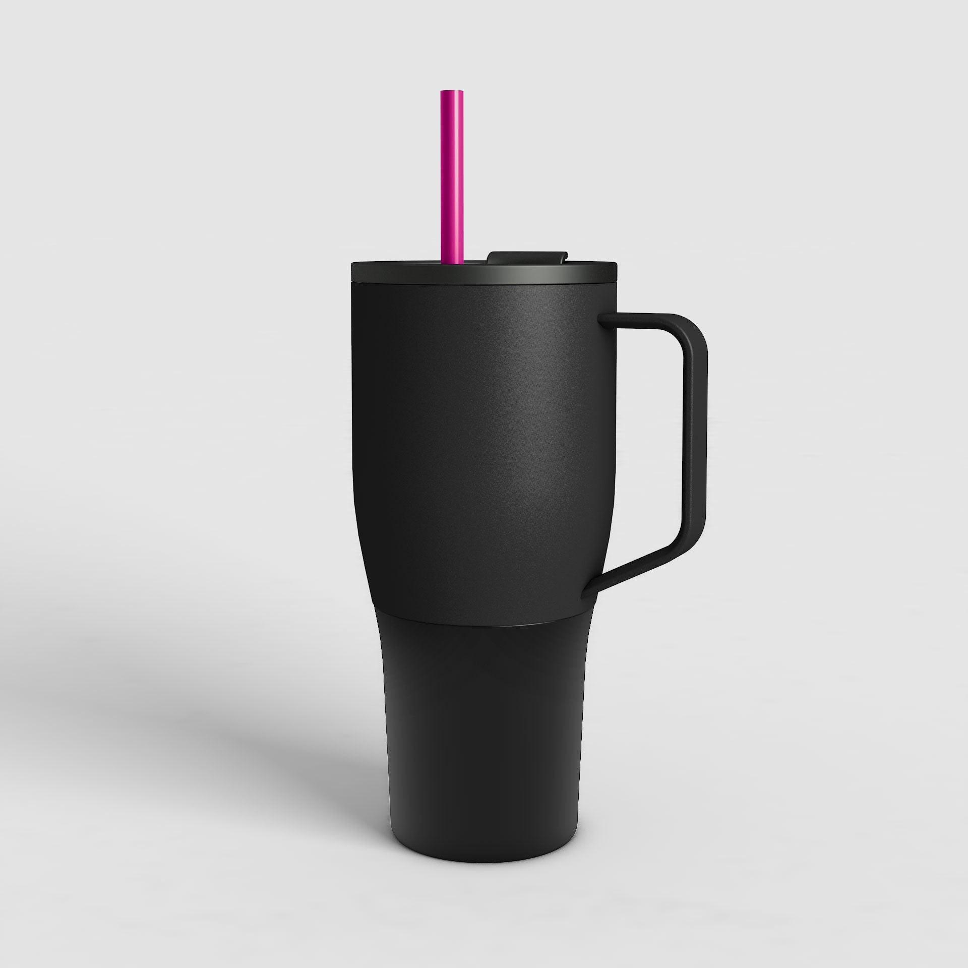 ZELA hochwertiger vakuum-isolierter Thermobecher Vulkan-Schwarz mit rotem Trinkrohr