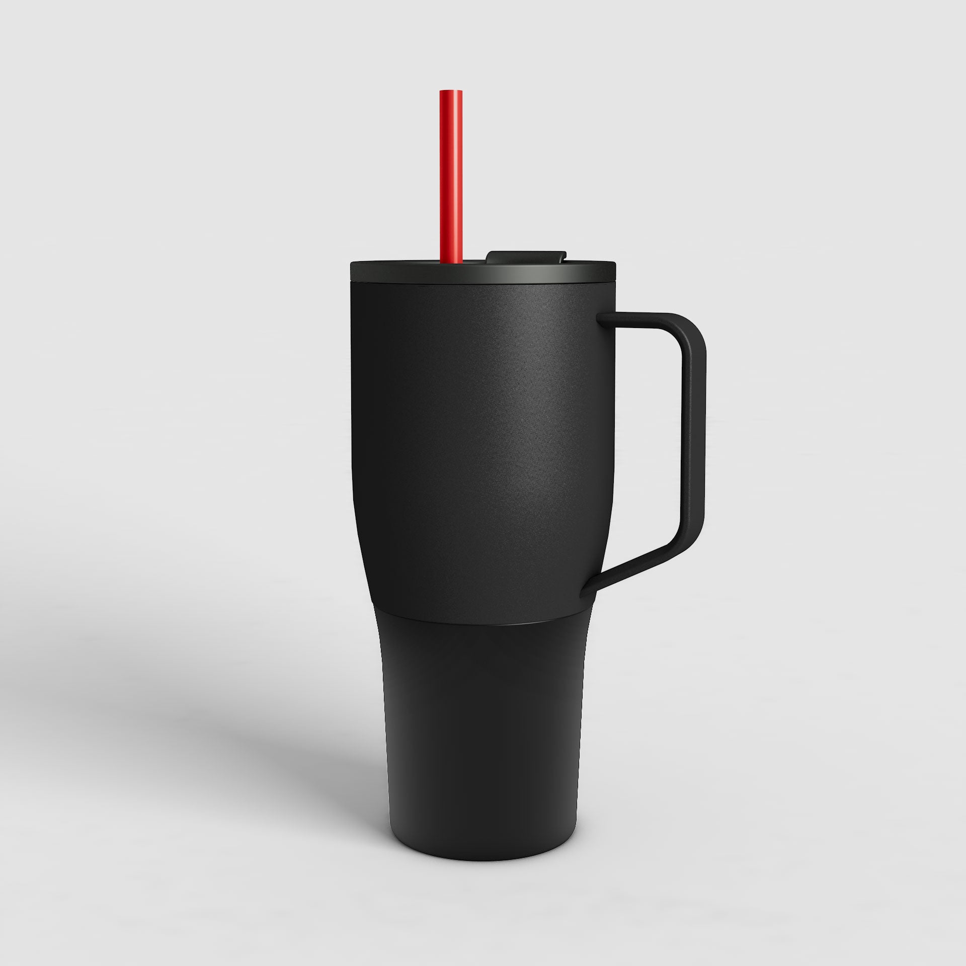 ZELA hochwertiger vakuum-isolierter Thermobecher Vulkan-Schwarz mit orangenem Trinkrohr